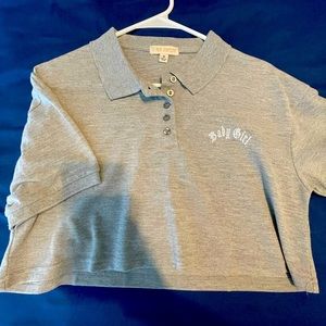 gray collared crop top